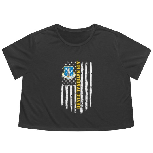 Discover Air National Guard American Flag Gift Flowy Cropped Tees Flowy Cropped Tees
