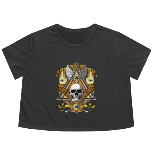 Discover Masonic Skull Flowy Cropped Tees