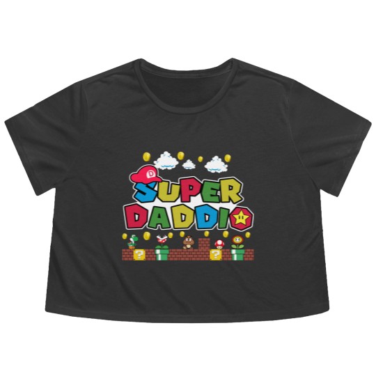 Discover Super Daddio Flowy Cropped Tees - Funny Dad Flowy Cropped Tees, Father's Day Flowy Cropped Tees