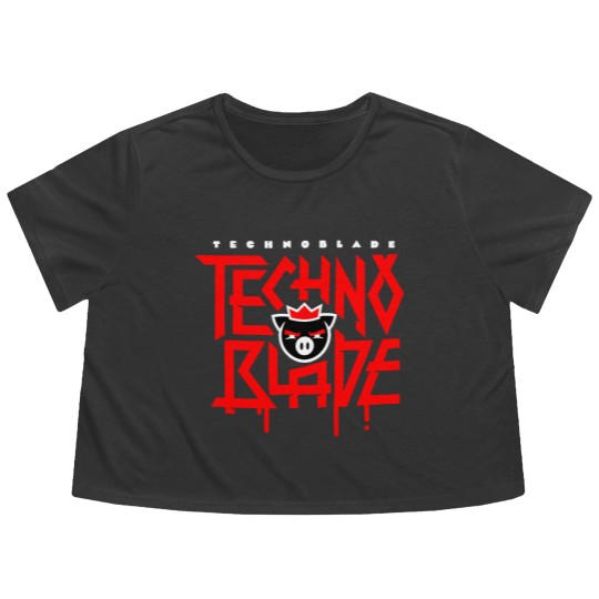Discover Technoblade Pig Flowy Cropped Tees, RIP Technoblade Flowy Cropped Tees, Technoblade Never Dies Flowy Cropped Tees