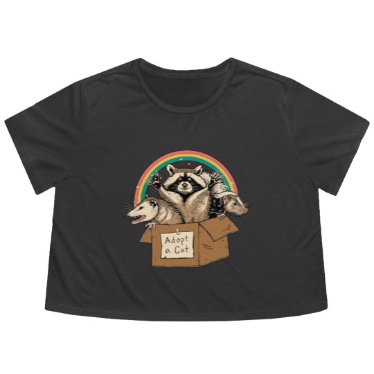 Discover Racoon Opossum Flowy Cropped Tees