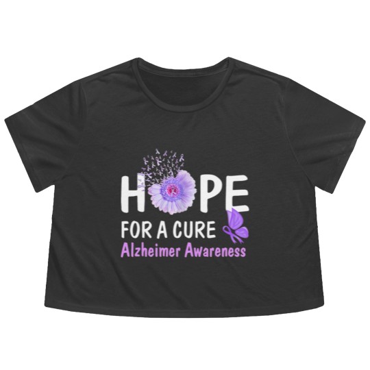 Discover Hope For A Cure Alzheimer's Awareness Flower Gift Flowy Cropped Tees