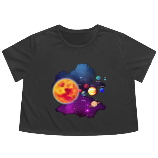 Discover Solar System Planets For Astronomy And Space Geeks Flowy Cropped Tees