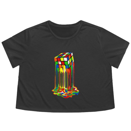 Discover Rainbow Abstraction melted rubix cube - Rubix Cube - Flowy Cropped Tees