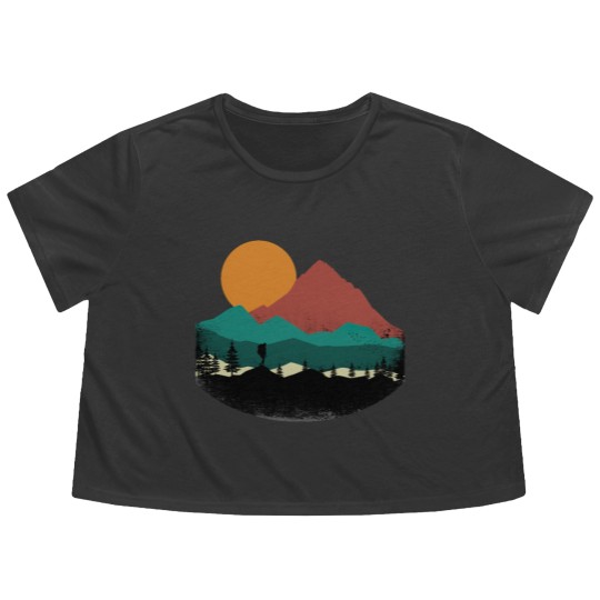 Discover Retro Evergreen Mountain Hiker Flowy Cropped Tees