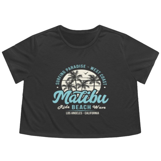Discover Surfing Paradise Malibu Beach Ride Wave Flowy Cropped Tees