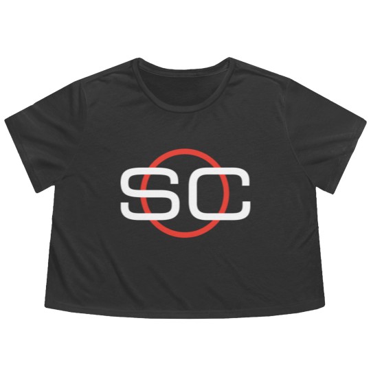 Discover Espn Sportscenter Red White Circle Logo C2Gift Flowy Cropped Tees Flowy Cropped Tees