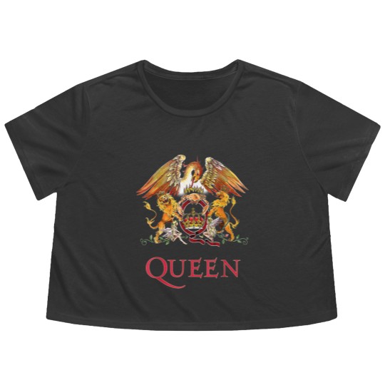 Discover Queen White Crest Freddie Mercury Brian May Flowy Cropped Tees Flowy Cropped Tees