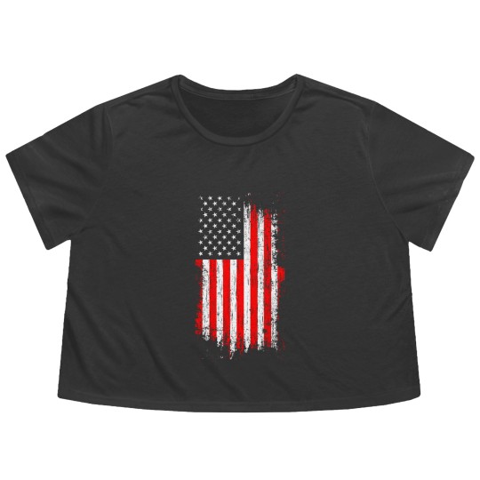 Discover American flag Flowy Cropped Tees