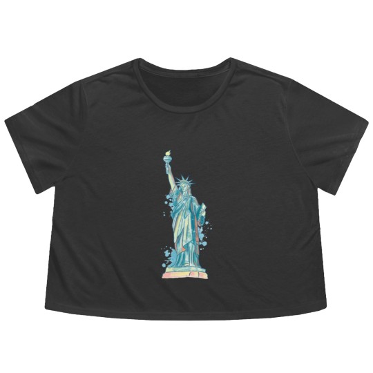 Discover Statue of Liberty in watercolor Flowy Cropped Tees
