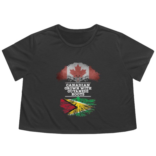 Discover Canadian Grown With Guyanese Roots - Gift for Guyanese With Roots From Guyana - Guyanese - Flowy Cropped Tees