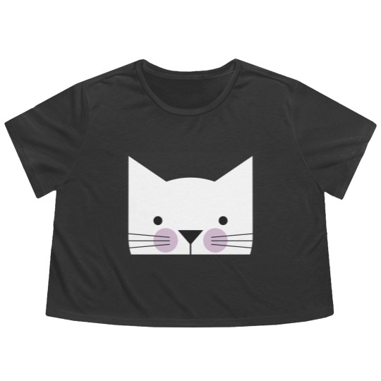 Discover Peek-a-Boo Kitty, Black and White with Lavender Cheeks - Cats - Flowy Cropped Tees