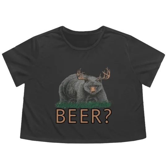 Discover Bear Deer Beer - Beer - Flowy Cropped Tees