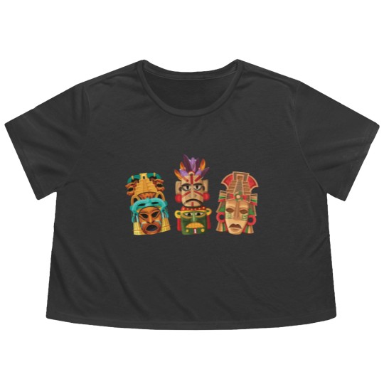 Discover Aztec Mask Inca Culture Maya Civilization Gift Flowy Cropped Tees