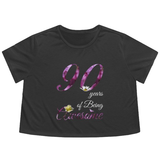 Discover 90 Year Old Flowy Cropped Tees Awesome Floral 1930 90Th Birthda Flowy Cropped Tees