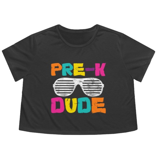 Discover Pre-K Dude Back To School Teacher Student Preschool Flowy Cropped Tees