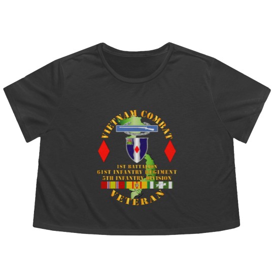 Discover Vietnam Combat Vet - 1st Bn 61st Infantry - 5th Inf Div SSI - Vietnam Combat Vet 1st Bn 61st Infan - Flowy Cropped Tees