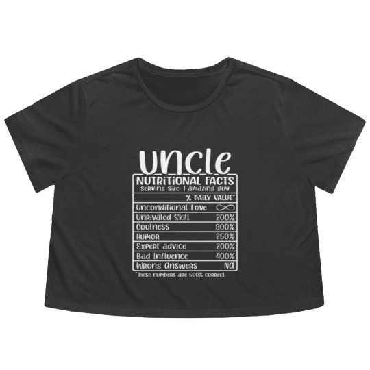Discover Uncle, Nutritional Facts, Funny Uncle Gift Flowy Cropped Tees