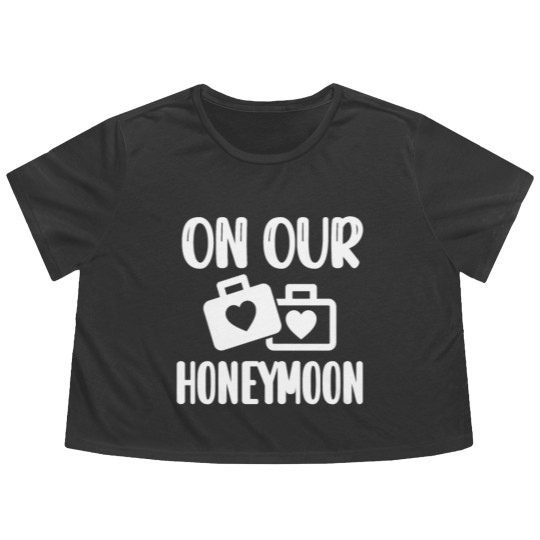 Discover Honeymoon Vacation Wedding Couple Honeymooning Flowy Cropped Tees