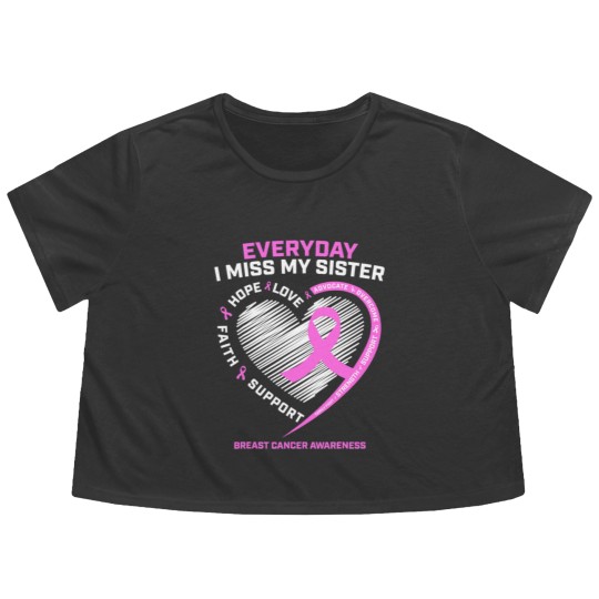 Discover Loving Memory Flowy Cropped Tees Sister Breast Cancer Awareness Flowy Cropped Tees
