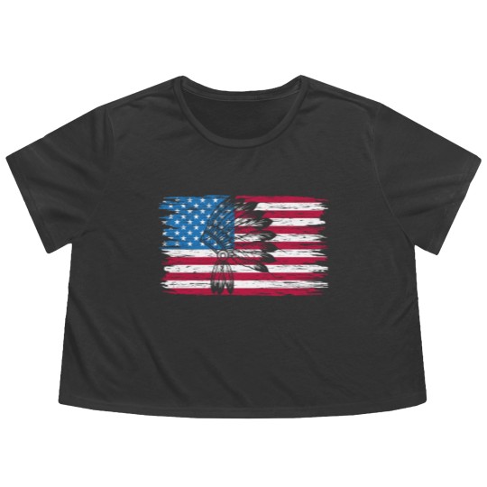 Discover Native American USA Indigenous People 4th Of July Flowy Cropped Tees
