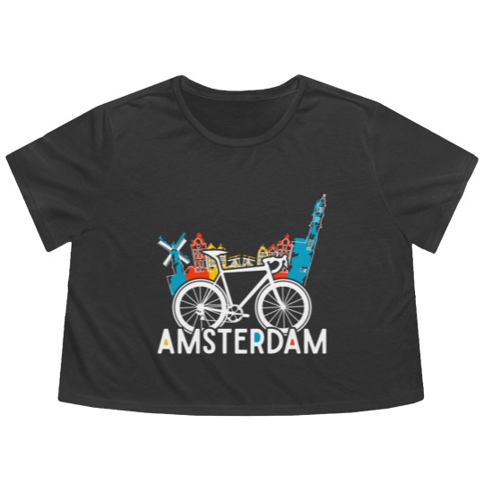 Discover Amsterdam bike in Holland Flowy Cropped Tees