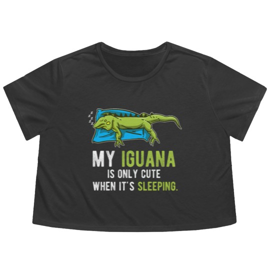 Discover Lazy Pet Reptile Lizard Animal Sleeping Iguana Flowy Cropped Tees