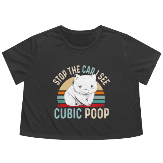 Discover Stop the car I see cubic poop Design for a Wombat Flowy Cropped Tees