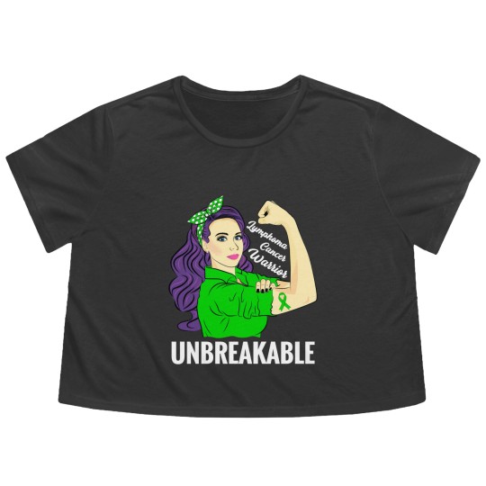 Discover Lymphoma Cancer Awareness Warrior Unbreakable Support - Lymphoma Cancer - Flowy Cropped Tees