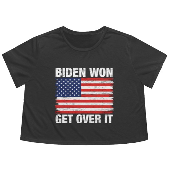 Discover Biden Won Get Over It Us Flag - Biden Wins - Flowy Cropped Tees