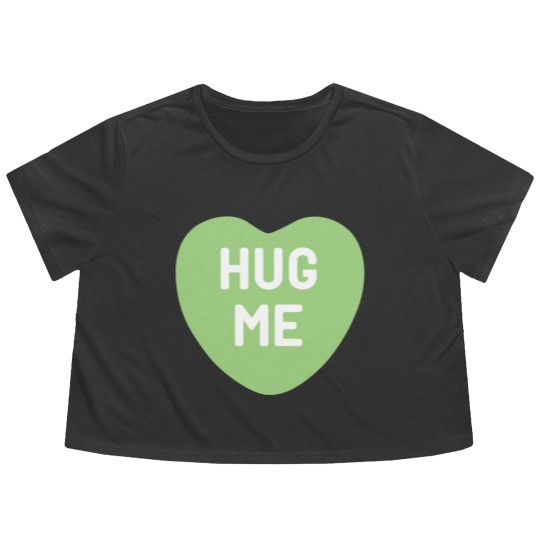 Discover Hug Me Green Candy Heart Flowy Cropped Tees