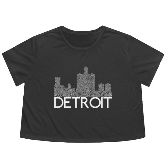 Discover Detroit Skyline Word Art Print - Detroit - Flowy Cropped Tees