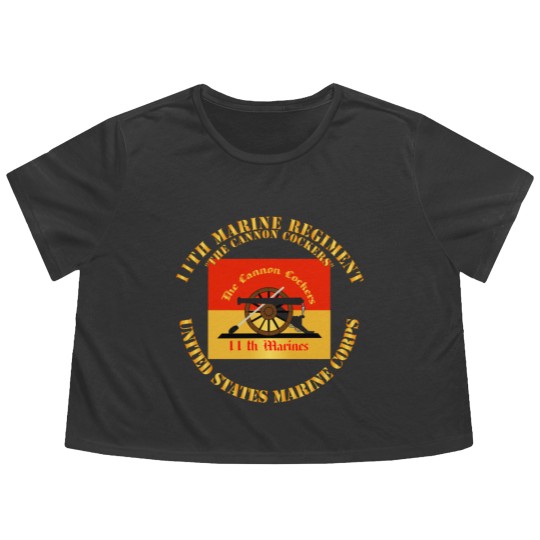 Discover 11th Marine Regiment - The Cannon Cockers - 11th Marine Regiment The Cannon Cocke - Flowy Cropped Tees