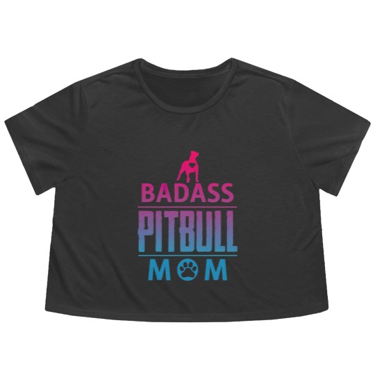 Discover Badass pitbull Mom Flowy Cropped Tees