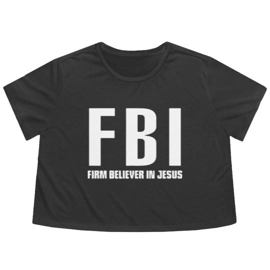 Discover FBI Firm Believer In Jesus patriotic police Flowy Cropped Tees