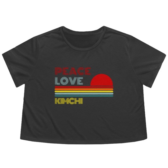 Discover Peace Love Kimchi Retro Vintage Flowy Cropped Tees