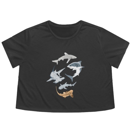 Discover Types of Sharks Collection Flowy Cropped Tees