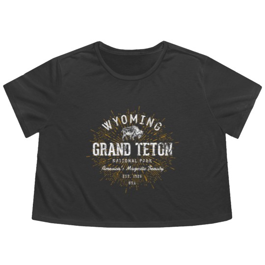 Discover Retro Vintage Grand Teton National Park Flowy Cropped Tees