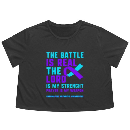 Discover Rheumatoid Arthritis Awareness Flowy Cropped Tees, The Battle Flowy Cropped Tees