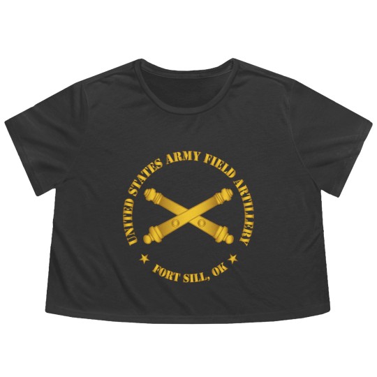 Discover Army US Army Field Artillery Ft Sill Ok w Branch Flowy Cropped Tees