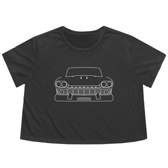 Discover 1959 AMX Rambler classic car white outline graphic - Classic Car - Flowy Cropped Tees
