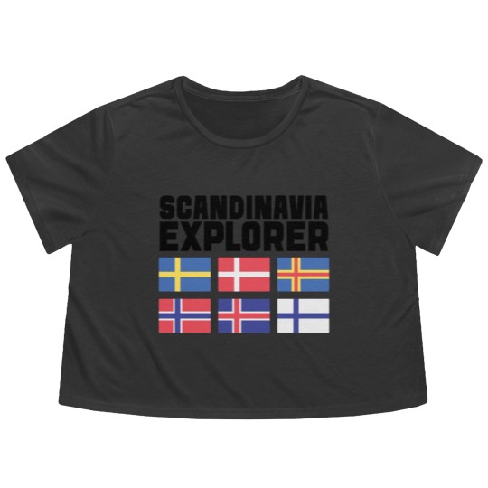 Discover Scandinavia Explorer Flags Iceland Sweden Norway Flowy Cropped Tees