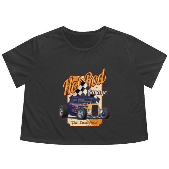 Discover Hot Rod Garage Old School Rules Flowy Cropped Tees