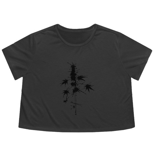 Discover Watercolor/Splatter cannabis plant Flowy Cropped Tees
