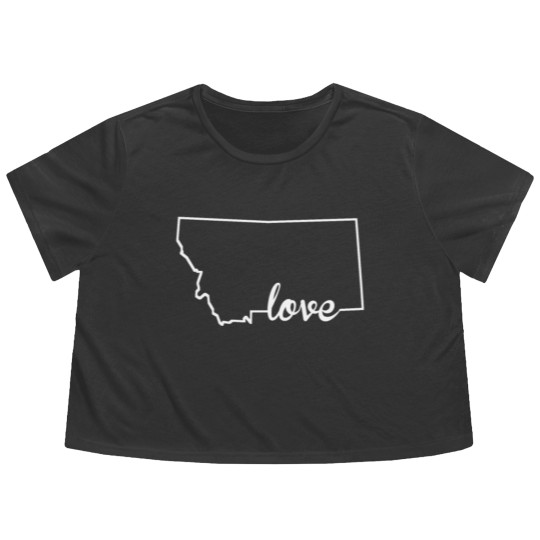 Discover Montana Love State Outline Flowy Cropped Tees