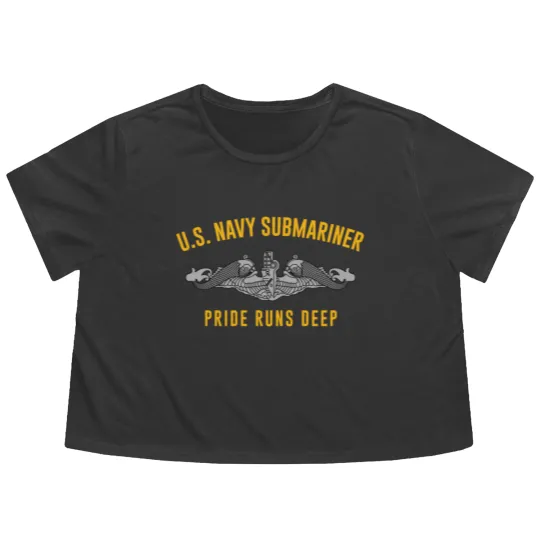Discover US Navy Sub Veteran Submariner Pride Runs Deep Flowy Cropped Tees