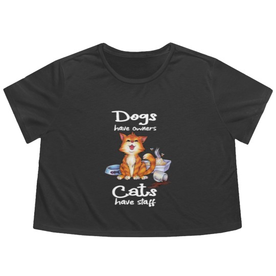 Discover Dogs have owners Cats have staff cute cats crying Flowy Cropped Tees