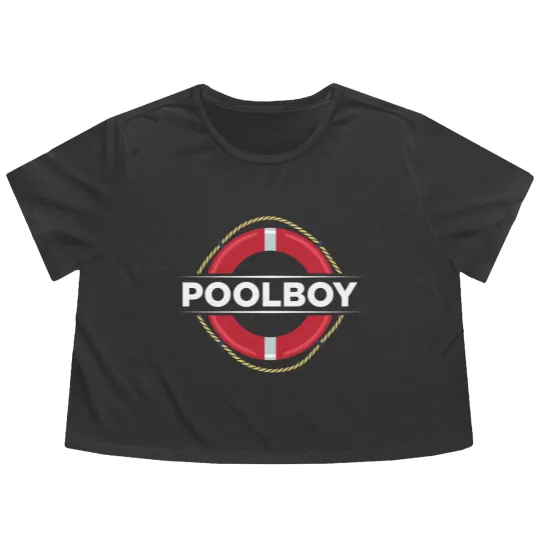 Discover Poolboy Lifeguard Swimming Pool Swimmer - Pool Boy - Flowy Cropped Tees