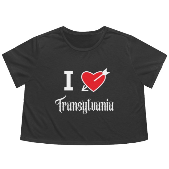 Discover I love Transylvania (white letters version) Flowy Cropped Tees