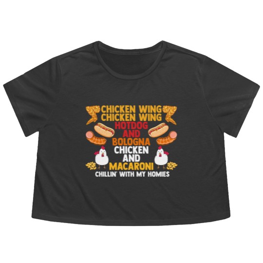 Discover Chicken Wing Macaroni Song Foodie Music Lover Flowy Cropped Tees
